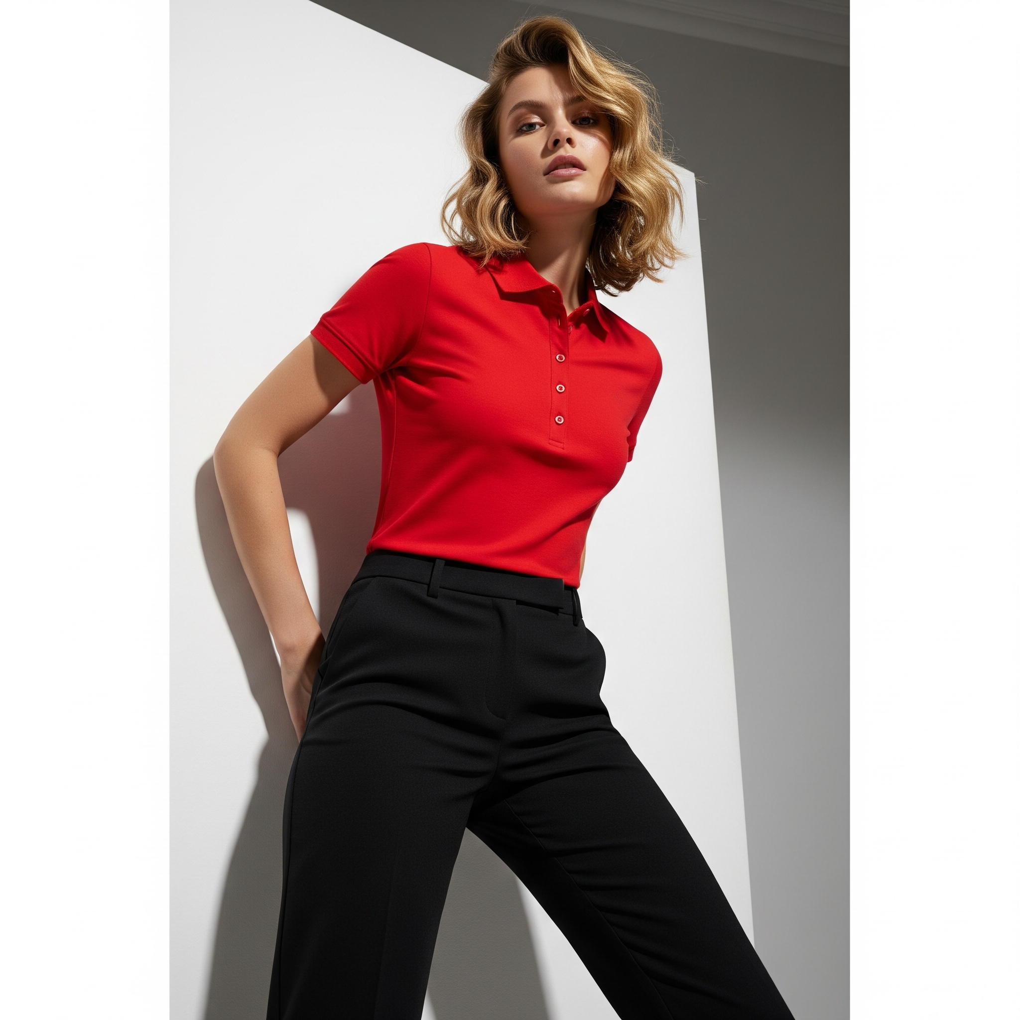 Red Fitted Polo T-Shirt